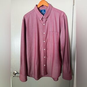 WOOL & PRINCE Men’s XL Merino Wool Button Down Shirt in Burgundy Oxford slim fit